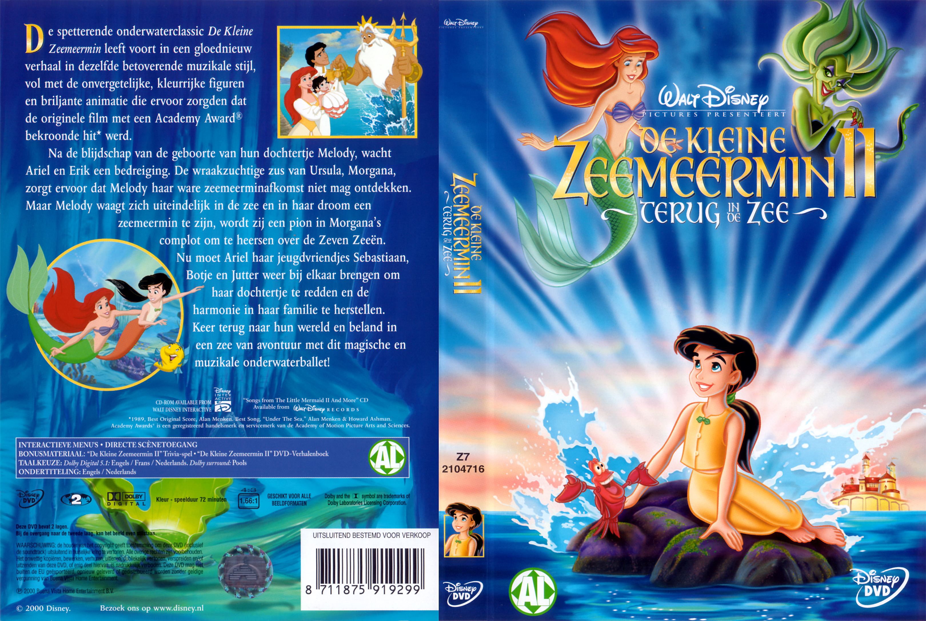 Disney De Kleine Zeemeermin 2 - Terug In De Zee - Cover