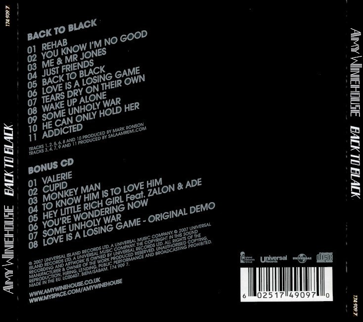 Amy Winehouse - Back To Black (Deluxe Edition) (back)